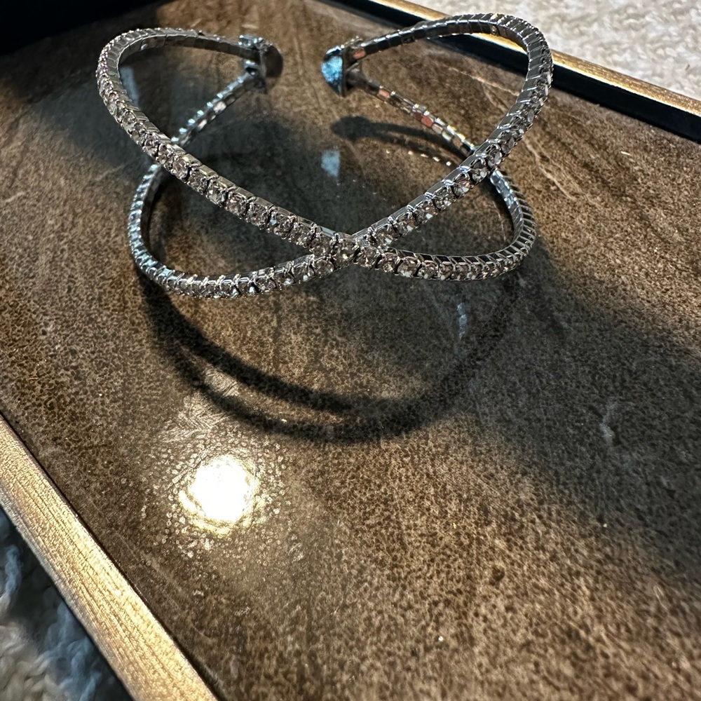 Sophisticated Silver Criss-Cross Bracelet